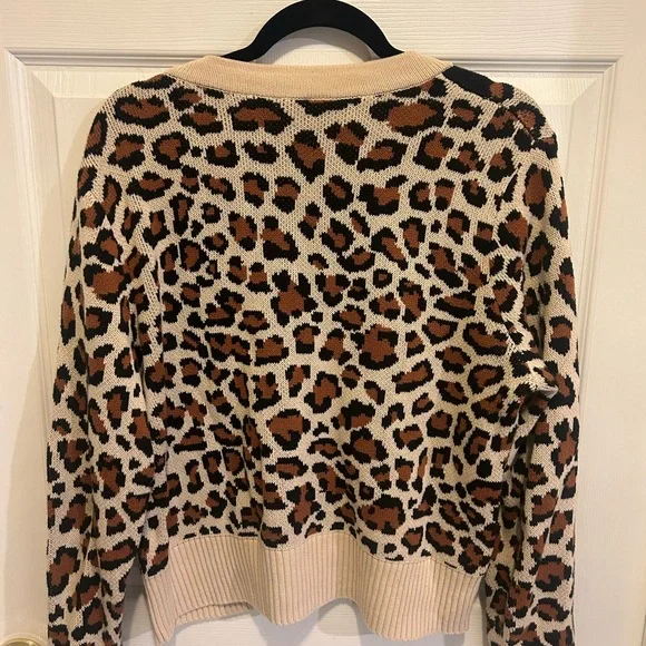 CAbi Leopard Print Cardigan - Tan, Black, and Brown - Picture 3 of 8